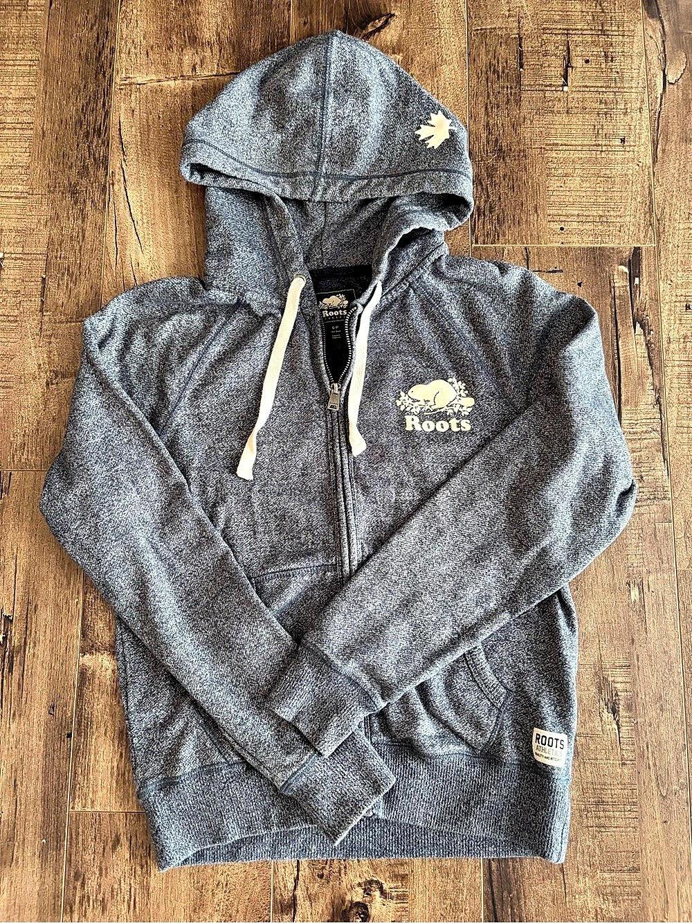 Roots Original Full Zip Hoodie Salt & Pepper Gray Small